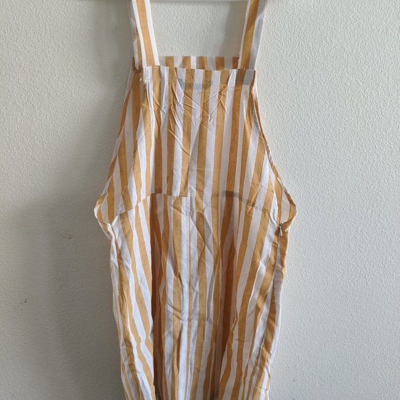 NWOT Yellow Striped Overall Dress - Picture 6 of 6